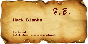 Hack Bianka névjegykártya